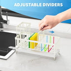 Cisily Sponge Holder for Kitchen Sink, Sink Caddy Organizer with High Brush Holder, Kitchen Countertop Organizers and Storage