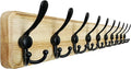 Dseap Coat Rack Wall - Heavy-Duty 38-1/4" Long, with Reinforced 10 Custom Tri-Hooks, Solid Wood Wall Hanger for Coats Hat Jac