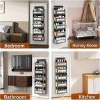 Over The Door Organizer with 5 Large Pockets, Over the Door Storage 10 Side Pockets 44 lb Load Behind Door Storage, Door Orga