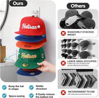 2 Pack Hat Organizer for Baseball Caps, Detachable DIY Hat Rack for Wall Hat Holder Hold up to 22 Hats, Baseball Cap Organize