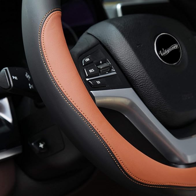 Valleycomfy Microfiber Leather Steering Wheel Cover Large-Size for F150 F250 F350 Ram 4Runner Tacoma Tundra Range Rover Model