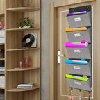homyfort Over the Door File Organizer, Wall Hanging File Folders with 5 Large Pocket for Mails, Magazines, Back to School Sup