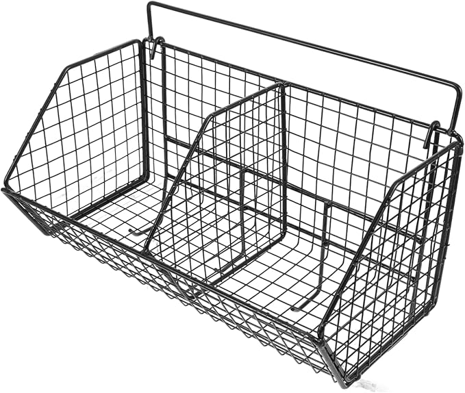 Amosfun Kitchen Wall Organizer Wire Basket for Fruits and Vegetables Divided Storage Rack Space Saving Design for Kitchen Sea