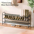 Ekisemio 3-Tier Long Metal Shoe Rack, Wide Stackable Shoe Organizer for Closet & Entryway, with Sturdy Wire Grid Storage Shel