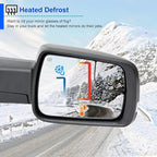 Spec-D Tuning Black Power Fold Heated + LED Signal + Blind Spot Side Mirrors Compatible with 2019-2024 Dodge Ram 1500, Left + Right Pair