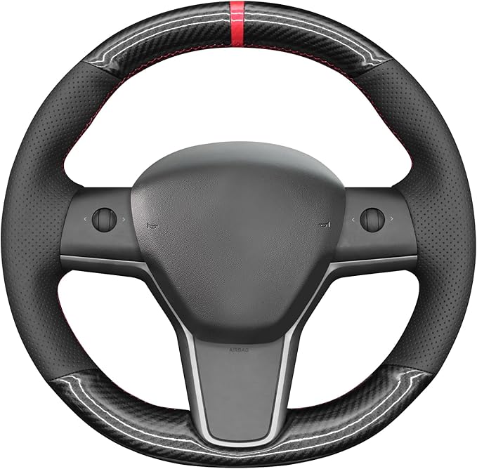 MEWANT Hand Stitched Steering Wheel Cover for Tesla Model 3 2017-2023 / Model Y 2020-2023 for Tesla Model 3/Y Accessories