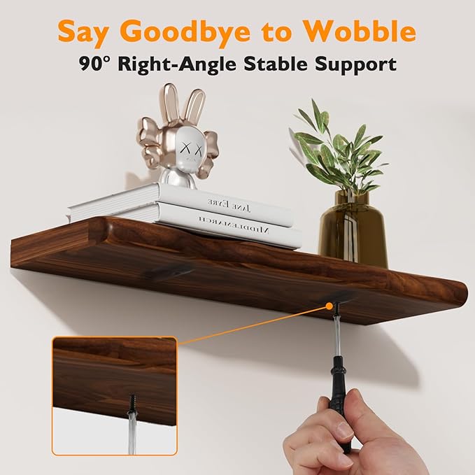 Floating Shelves for Wall Rustic Farmhouse 36 Inch Floating Shelf Bathroom Wooden Shelves for Wall Mounted Live Edge Pine She