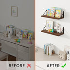 Shelves for Wall, Floating Bookshelves with Brackets, 16 inch Floating Shelves Set of 3, Wall Shelf for Kitchen, Bathroom, Be