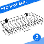 2 Pack Extra Large Slatwall Baskets, 24" x 12" x 4" Slatwall Panel Hanging Wire Basket for PVC Slatwall Ventilated Metal Slat