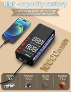 Smart Tire Inflator Portable Air Compressor, APP Control Air Pump For Car Tires, 10000mAh, 4X Faster 150PSI Bike Pump with All-in-One Storage, LED Light & Auto Shut-Off for Motorcycles