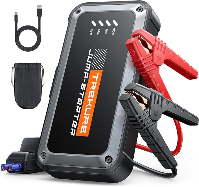 TREKURE Portable Car Battery Jump Starter 4000A 16800mAh Jump Box, Car Battery Jumper Starter Portable Jumper Cables for