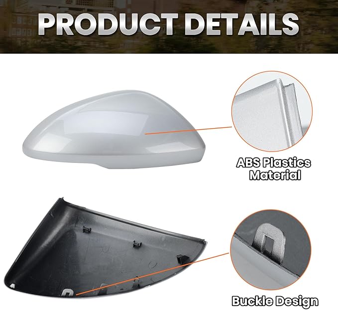 Right Passenger Side Mirror Cover Caps Compatible with Chevrolet Chevy Cruze 2017 2018 2019 Replacement Rear view Mirrors Trim (Silver)