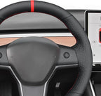 MEWANT Hand Stitched Steering Wheel Cover for Tesla Model 3 2017-2023 / Model Y 2020-2023 for Tesla Model 3/Y Accessories