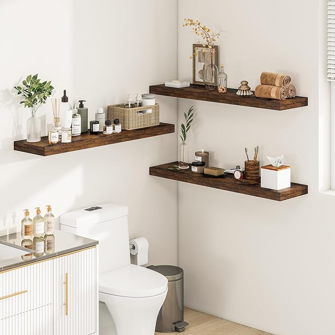 Vivelove 12" Deep Floating Shelves for Wall 36" Long, Wall Shelves for Bedroom Living Room Bathroom Kitchen Laundry Room, Far