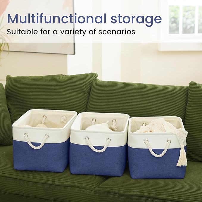Large Storage Baskets- 15x11x10 inch Storage Bins for Shelves and Closet Organizing, Foldable Fabric Bin for Home Organizatio