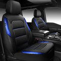 CAR PASS Memory Foam Leather Seat Covers,Air Cool Mesh Thick Car Seat Covers Front Seats Blue Leather Seat Covers for Cars Un