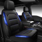 CAR PASS Memory Foam Leather Seat Covers,Air Cool Mesh Thick Car Seat Covers Front Seats Blue Leather Seat Covers for Cars Un