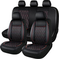 CAROMOP Faux Leather Car Seat Covers Full Set,Luxury and Comfortable Covers for Cars,Split Bench Compatible Car Interior Cove