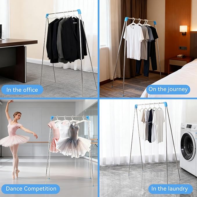 Twist-to-Lock Foldable Clothes Drying Rack for Travel, Portable Hanging Garment Rack, Collapsible Clothe Rack for Camping, Da