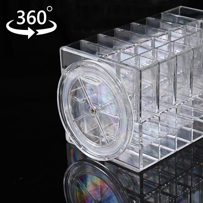 Ikee Design Lipstick Organizer with 53 Slots 360 Degree Rotating Spinning Acrylic Lip Gloss Organizer for Makeup, Lipsticks, 