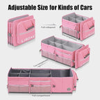 LIBZAKI Oversize 4 in 1 Car Trunk Storage Organizer, Multi Compartment Collapsible Trunk Storage Box with Cooler Bag for Car