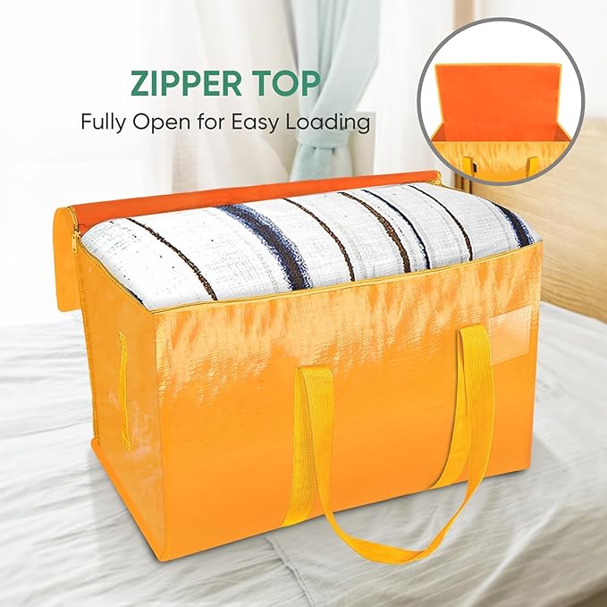 BALEINE 2-Pack Oversized Moving Bags with Reinforced Handles, Heavy-Duty Storage Tote for Clothes, Moving Supplies (Light Yel