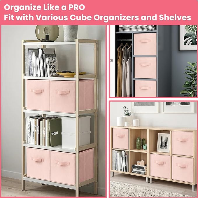 Criusia Storage Cubes- 11 Inch Cube Storage Bins for Organizing Shelves - Nursery Closet Organization Bins for Clothes Blanke