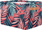 Tropical Palm Leaf Floral Storage Basket Collapsible Cloth Storage Cube Basket Bins Organizer with Handles Rectangular Large 