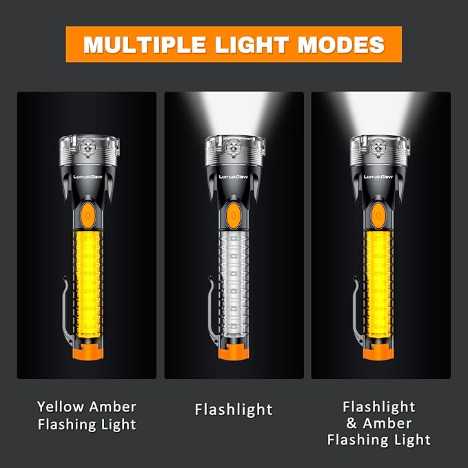 Multifunctional Car Safety Flashlight - Emergency Escape Tool with Window Breaker, Seatbelt Cutter, 3 Light Modes & Magnetic 