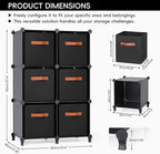 Cube Storage Organizer with Storage Bins, 6-Cube Shelves Units with 6 Organizer Bins, DIY Plastic Storage Shelves with Mallet