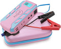 XoooX Pink Portable Car Battery Jump Starter Kit with Jumper Cables, LED Light and Case; 12V Jump Start Battery Pack; Portable Battery Charger for USB/USB-C Devices