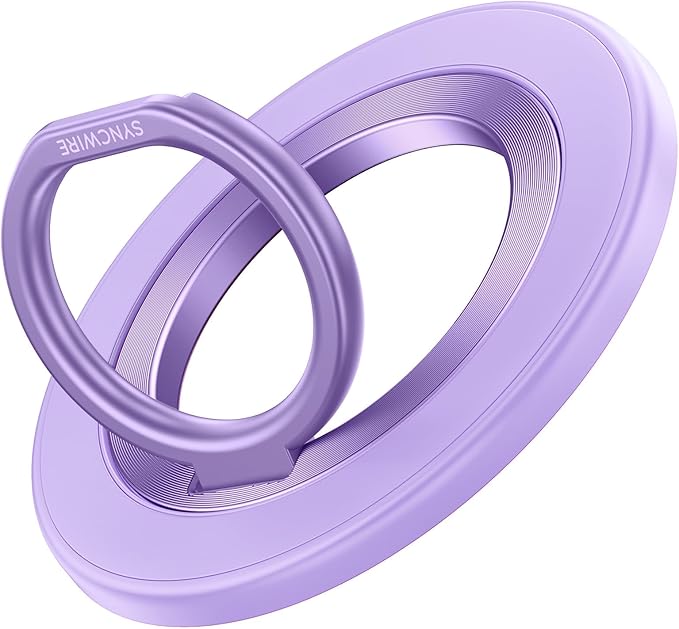 SYNCWIRE Magnetic Phone Ring Holder for MagSafe, 360° Rotation Cell Phone Grip Stand Finger Ring Kickstand Two-Sided Magnet Compatible with iPhone 17 Pro Max 16 15 14 13 12 MagSafe Accessories