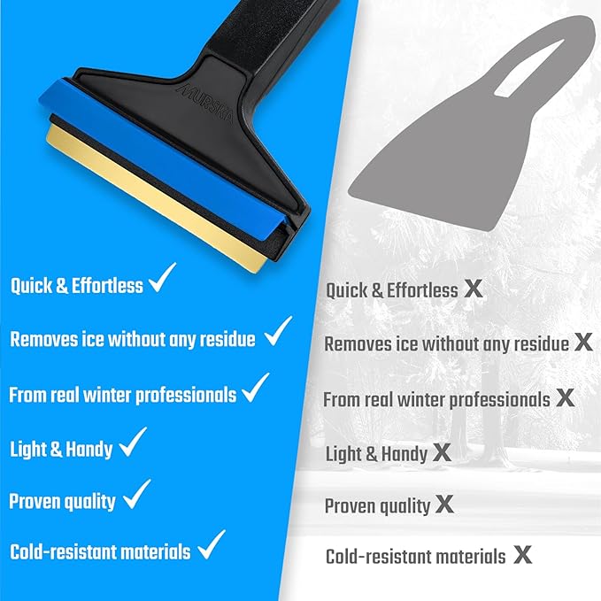 Car Ice Scraper Brass Blade - Fast, Effortless, efficient & Easy - Brass Ice Scrapers for Car Windshield Ice Scraper - Brass Ice Scraper for Car - Original Murska from Europe - for Winter A053