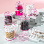 XIPENGKEJI 6 Pack Qtip Holder,Canister Apothecary Jar Set, Bathroom Jars with Lids Set for Cotton Swabs, Balls, Pads, Floss P