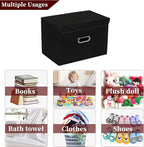 STOREONE Fabric Storage Cube Bins Foldable Organizer Container Collapsible Basket with Lids and Metal Handles, for Home, Bedr