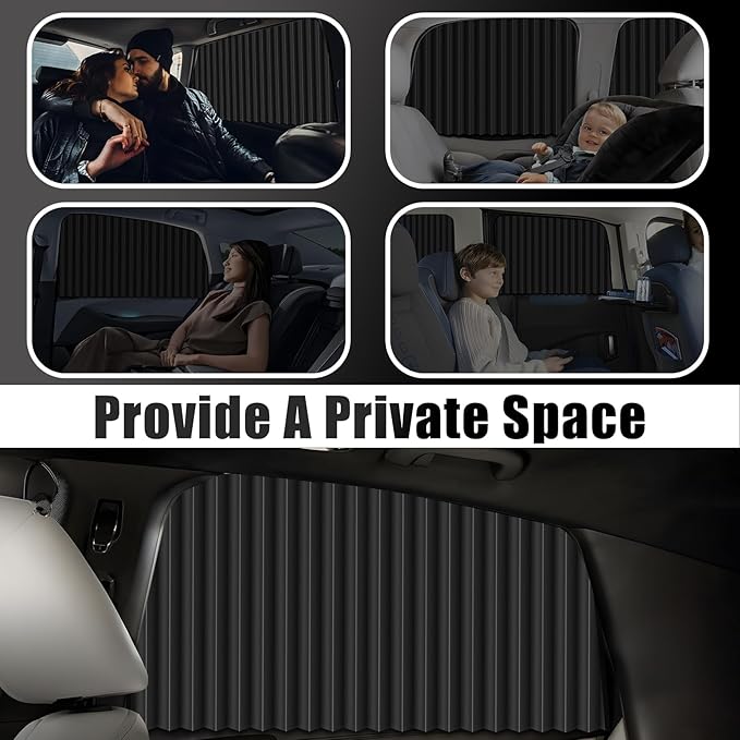 XCBYT Car Window Shades - 2 Pack Side Window Sun Shades 99% Light UV Block Car Curtains for Camping, Napping, Sleeping, Breastfeeding, Cloth Changing
