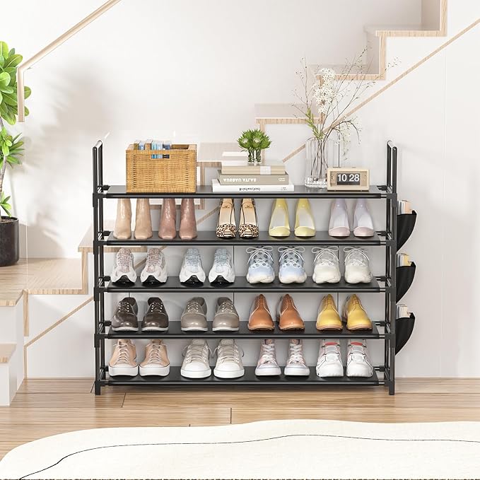 OYREL 5 Tier Shoe Organizer Rack for Closet, Entryway, Garage, Door, Space Saving, Shoe Holder Stand/Tower, Large, 20-25 Capa