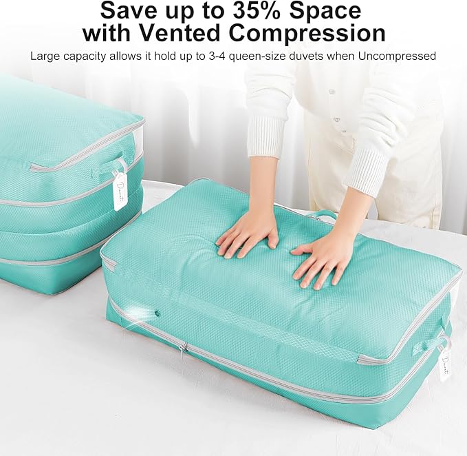 Comforter Storage Bag - Large Capacity Bedding Storage Bags Ultra Space Saving Self Compression Organizer, Washable Compressi