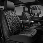 CAR PASS Piping Luxury Leather Two Front Car Seat Covers,Silver Glitter Waterproof Seat Cover Compatible with Front Seat Armr