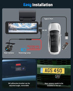 4K Dash Cam, 4K+2K Dash Cam Front and Rear W/ 5GHz WiFi & APP Control 64GB Included, 3.2" IPS Screen Car Dash Cam W/ 24H Park