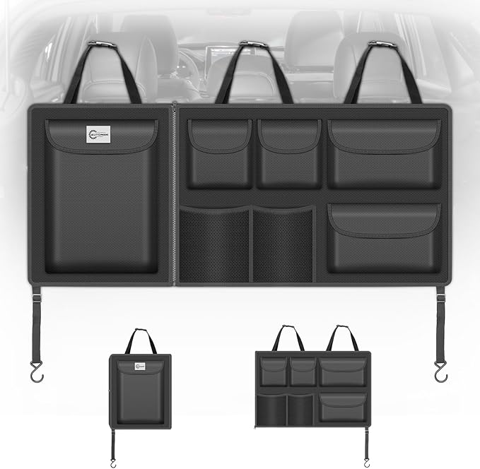 Detachable Hanging Trunk Organizer, Foldable Car Trunk Organizer Hanging for SUVs, Jeeps, Hatchbacks, Car Trunks Organiser