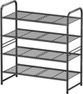 Shoe Rack 4 Tier, Closet Metal Shoe Organizer Shelf for Entryway Heavy Duty, Stackable, Black