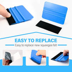 Gomake 20 Pack Vinyl Squeegee with 20PCS Felt Fabric for Tint Film Decal Squeegee Application Tool Vinyl Wrap Installation Wallpaper Smooth Tool (Black and Blue, 20)