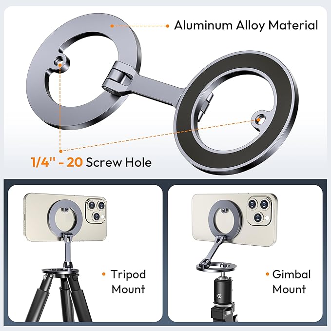 Itramax Magnetic Phone Holder for Gym,Double Ring Magnetic Gym Phone Stand,360° Adjustable Cell-Phone Mount for iPhone 17 Air 16 15 14 13 12 Pro Max,Mag/Safe Case,Metal Surfaces,Alloy Base,Golf Cart