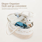 Diaper caddy Organizer, Cotton Rope Gift Basket with Removable Divider, Nursery Storage Organizer for Baby Essentials, Changi