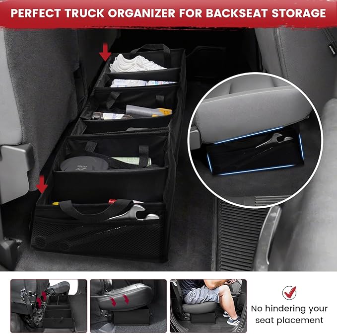 Chevrolet Silverado 1500 2500 /GMC Sierra 2011-2025 Truck Under Bench Seat Storage with Removable Divider 600D Oxford Cloth,