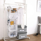 BrilliantJo 5 Shelves Hanging Closet Organizer, 2 Pack Hanging Storage with 6 Side Pockets for Clothes Shoes, 43"x12"x12"(Mar