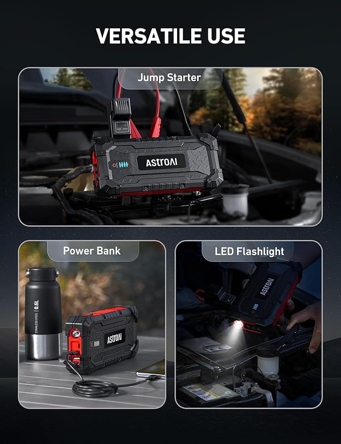 AstroAI S8 Ultra 4000A Car Jump Starter, Jump Box up to All Gas Engines & 12L Diesel, 12V Portable Power Bank with