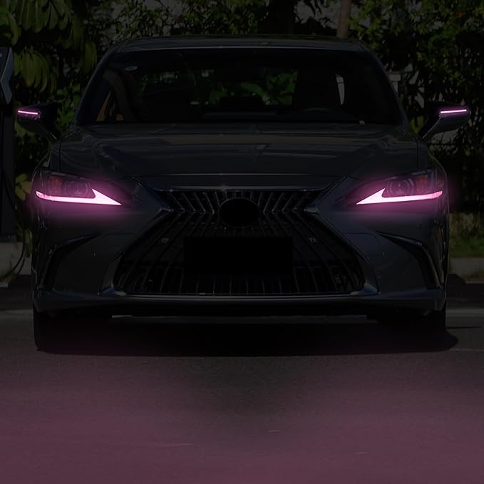 TOMALL 2 Pair Headlight Daytime Running Light Rearview Mirror Light Vinyl Films Smoke Tint Compatible with Lexus 2018-2020 Light Transmission Tint Wrap Exterior Sticker Decorations Trim (Pink)
