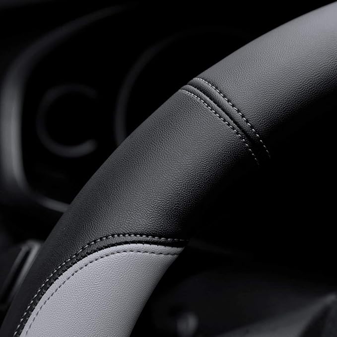 Valleycomfy Microfiber Leather Steering Wheel Cover Large-Size for F150 F250 F350 Ram 4Runner Tacoma Tundra Range Rover Model